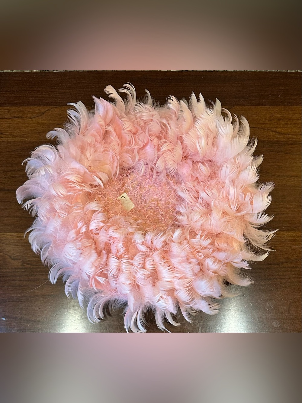 VTG 1950s-60s Rare Pink Marabou Feather Bubble Wig Hat Made in Yugoslavia - Picture 8 of 10